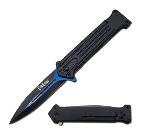 4.5" Closed Two Tone Blue Blade Joker Spring Assisted Knife