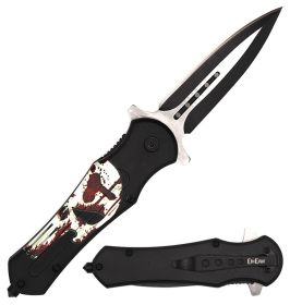 Punisher Dagger Style Spring Assisted Open Folding Pocket Knife