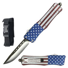 9" American Stars & Stripes Flag Automatic OTF Pocket Knife