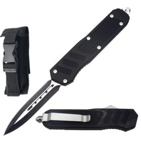 9" Black Piranha OTF Dual Action Automatic Pocket Knife