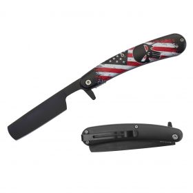 Spring Assist Folding Knife Straight Razor 4" Blade Punisher