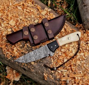 9.5" Custom Handmade Damascus Steel Hunting Skinning Knife