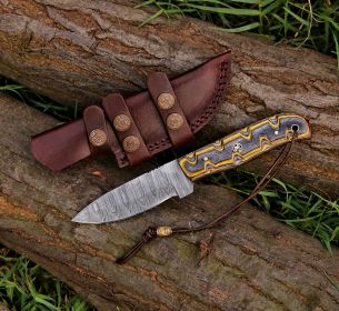 8" Damascus Steel Custom Handmade Hunting Skinning Knife