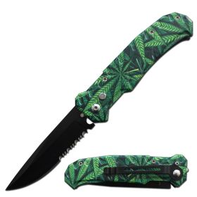 4.5" Closed Ballistic Switch Blade Automatic Knife - Marijuana