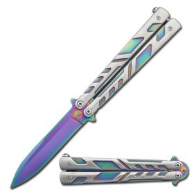 5" Closed Length Rainbow Venom Balisong Butterfly Knife