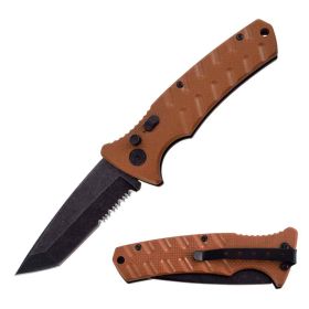 4.75" Closed Atom Switch Blade Automatic Knife Brown G10 Handle