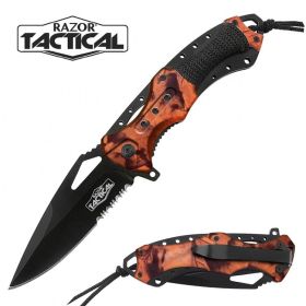 Spring Assist - 'Legal Auto Knife' - Military Fighter - Orange Camo