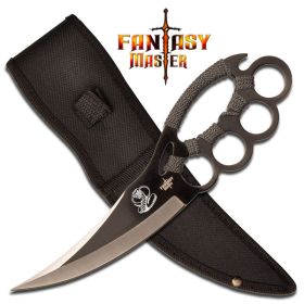 Ninja Knuckle Fighter Cobra Knife - Grey Cord Wrapped Handle