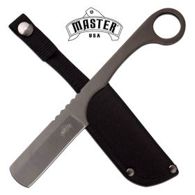 7.9" Overall Fixed Blade Gunmetal Full Tang Tactical Straight Razor