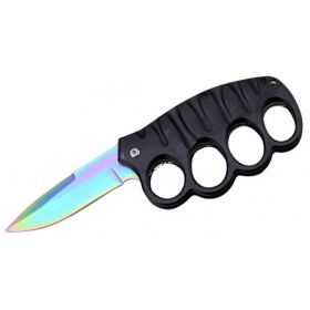 Rainbow Knuckle Guard Defense Blade Spring Assist Folding Knife