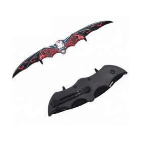 Red Zombie Skull Tactical Dual Blade Fantasy Bat Spring Assist Knife