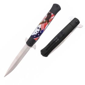 Eagle USA Flag Stiletto Style Spring Assist Opening Pocket Knife