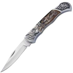 7.25" Wolf Bolster Handle Lockback Folding Pocket Knife in a Gift Box Style-11