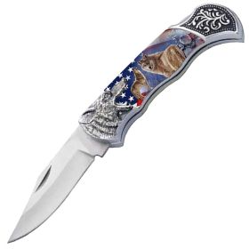 7.25" Wolf Bolster Handle Lockback Folding Pocket Knife in a Gift Box Style-17