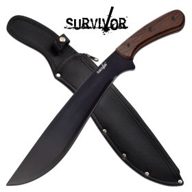 Survivor 22 Inch Machete Survival Knife with Wood Handle