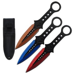 3 Pcs 7.5" Tactical Skull Kunai Throwing Knife Blade Mixed Set